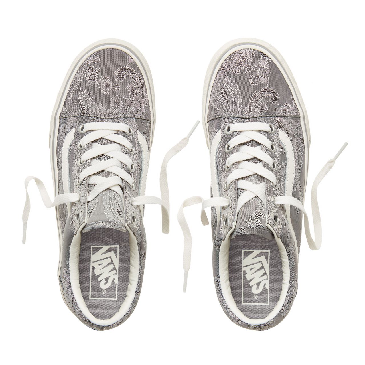 Vans Satin Paisley Old Skool Platform Classic Womens - (Satin Paisley) Gray/Snow White VA3B3UUB3 Shoes