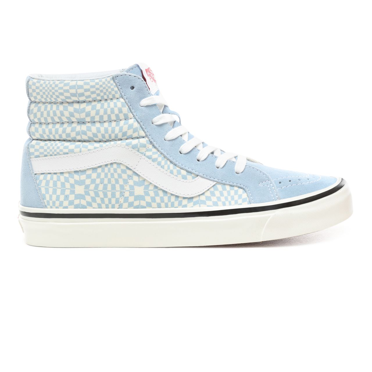 Vans Anaheim Factory Sk8-Hi 38 Dx Classic Mens Womens - (Anaheim Factory) Og Light Blue/White/Warp Check VN0A38GFVSG Shoes