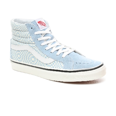 Vans Anaheim Factory Sk8-Hi 38 Dx Classic Mens Womens - (Anaheim Factory) Og Light Blue/White/Warp Check VN0A38GFVSG Shoes