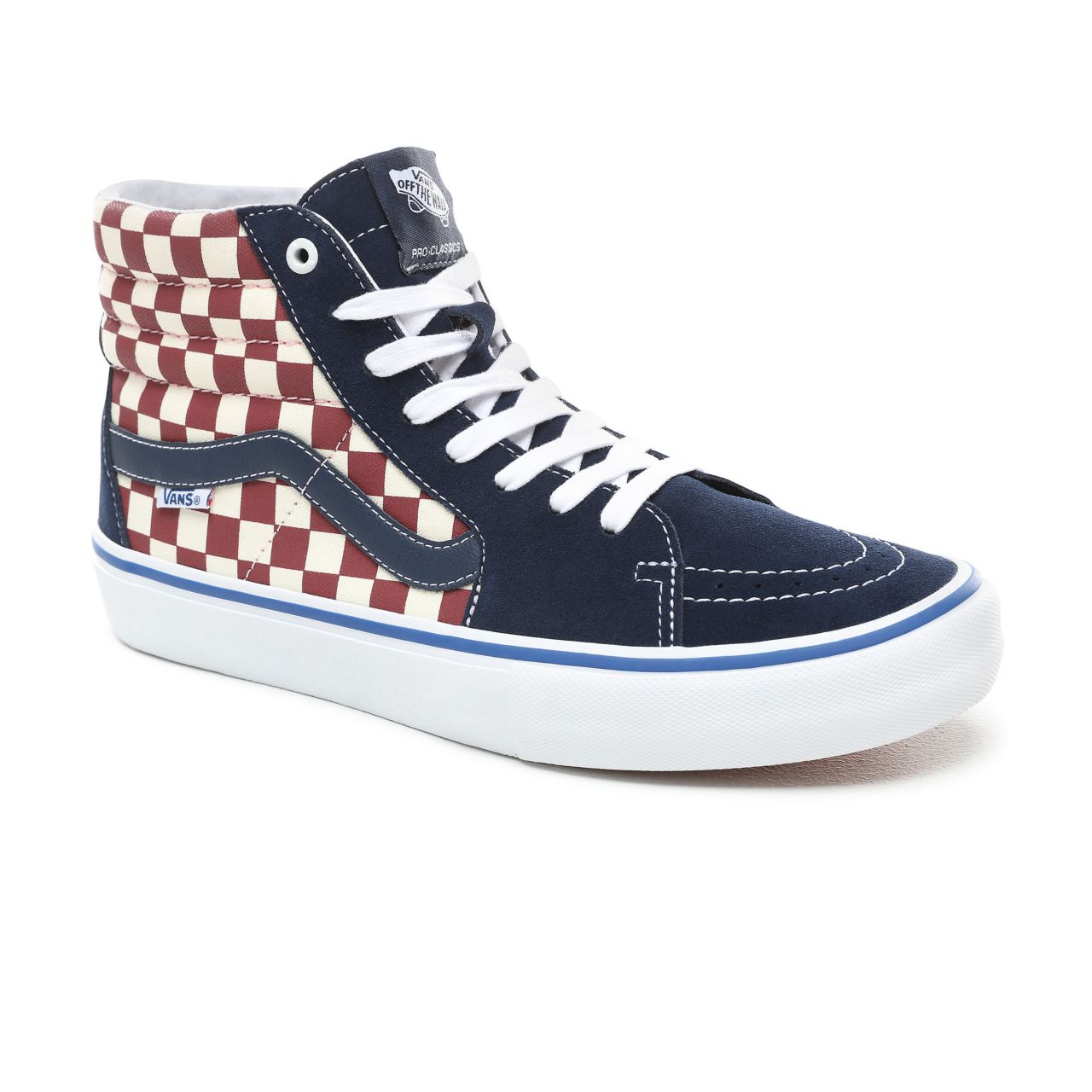 Vans Checker Sk8-Hi Pro Classic Mens Womens - (Checker) Dress Blues VN0A45JDVG8 Shoes