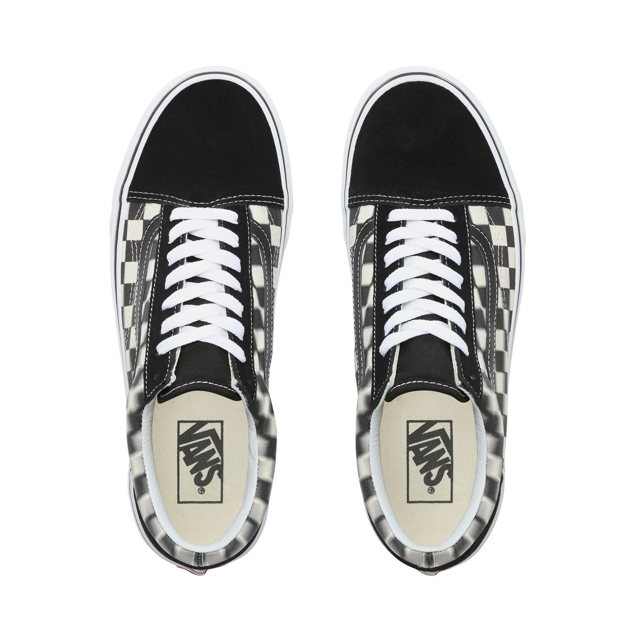 Vans Blur Check Old Skool Classic Mens Womens - (Blur Check) Black/Classic White VN0A38G1VJM Shoes