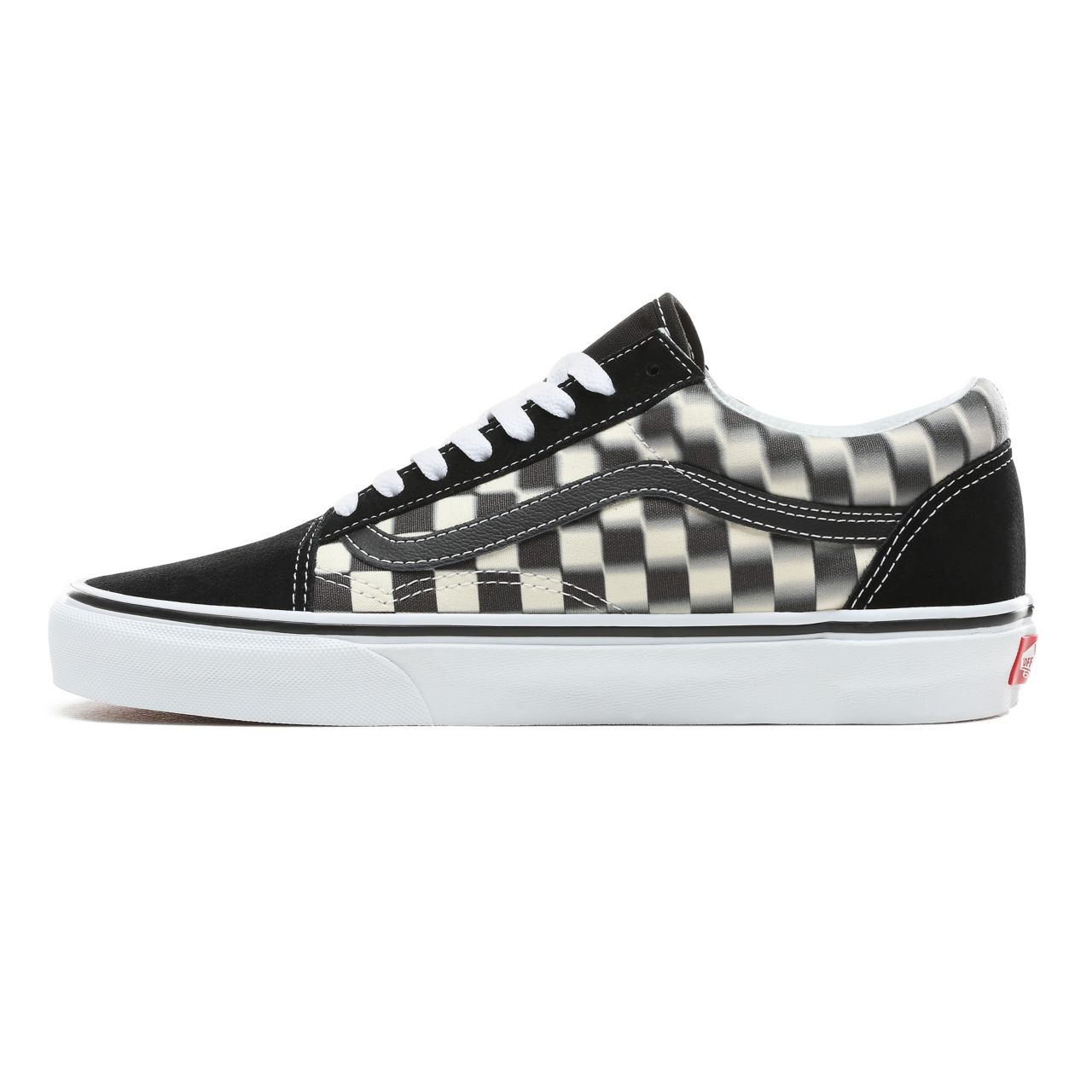 Vans Blur Check Old Skool Classic Mens Womens - (Blur Check) Black/Classic White VN0A38G1VJM Shoes