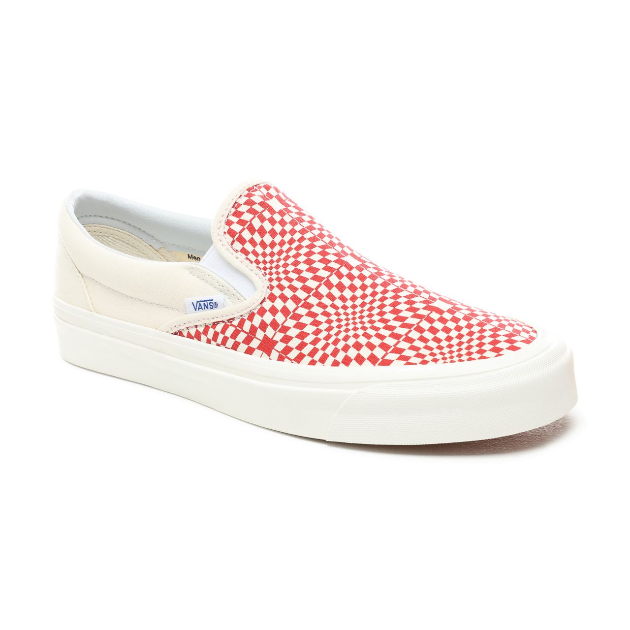 Vans Anaheim Factory Slip-On 98 DX Classic Mens Womens - (Anaheim Factory) Og Red/White/Warp Check VN0A3JEXVMZ Shoes