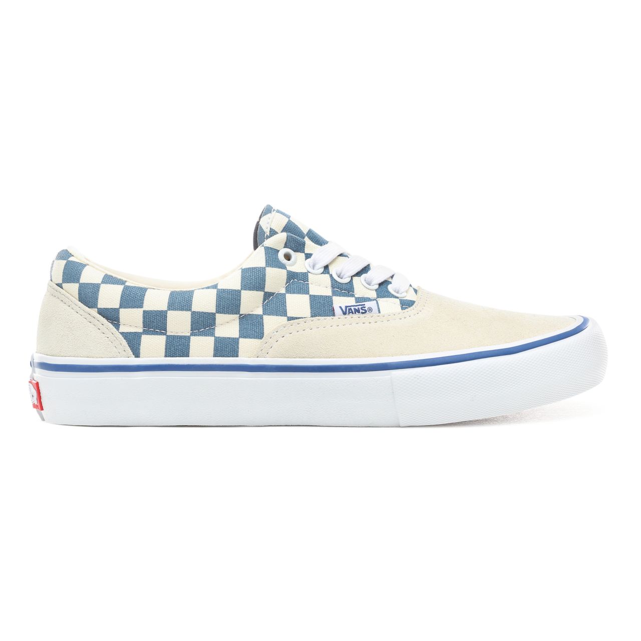 Vans Checker Era Pro Classic Mens Womens - (Checker) Classic White/Blue Ashes VN0A45JAVFB Shoes