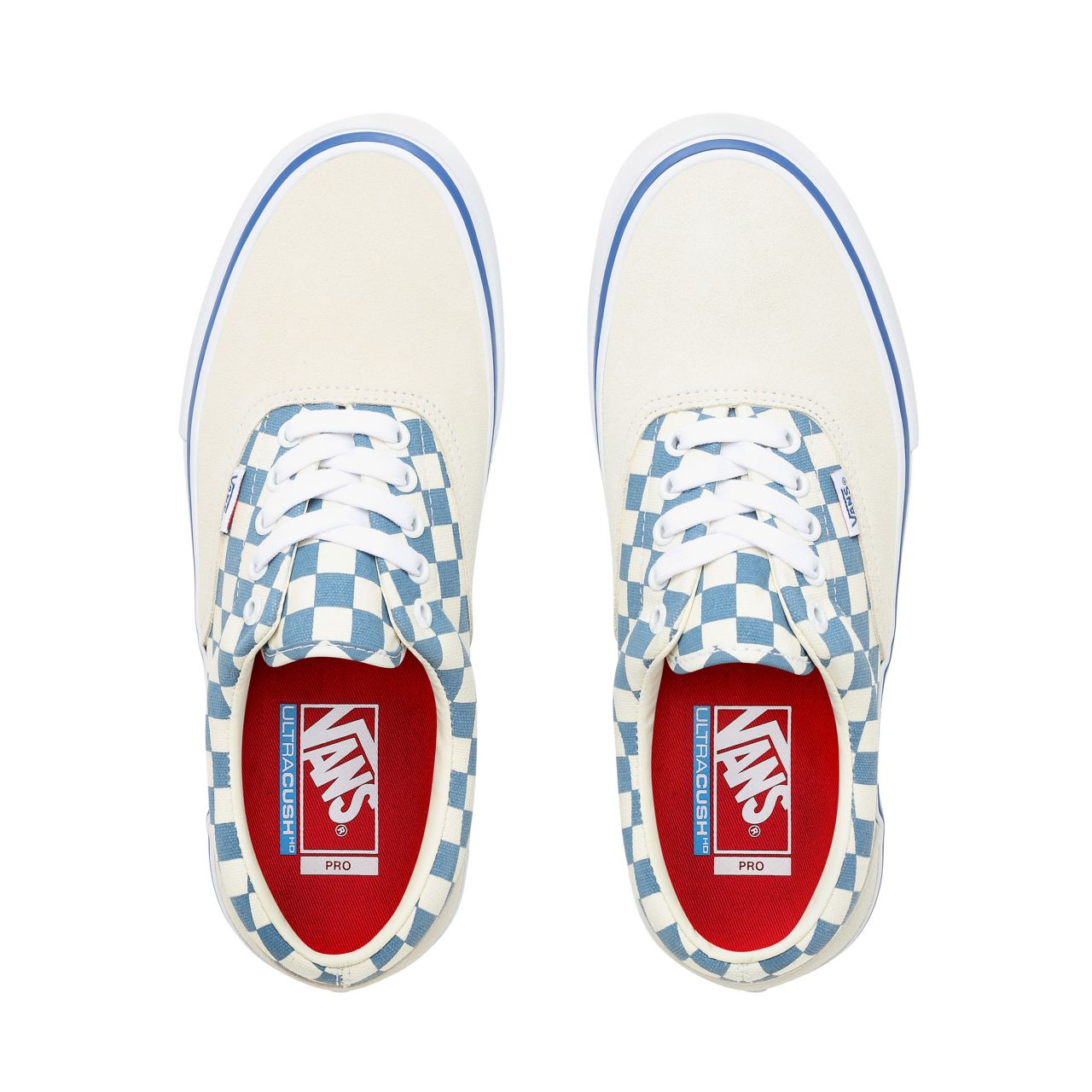 Vans Checker Era Pro Classic Mens Womens - (Checker) Classic White/Blue Ashes VN0A45JAVFB Shoes