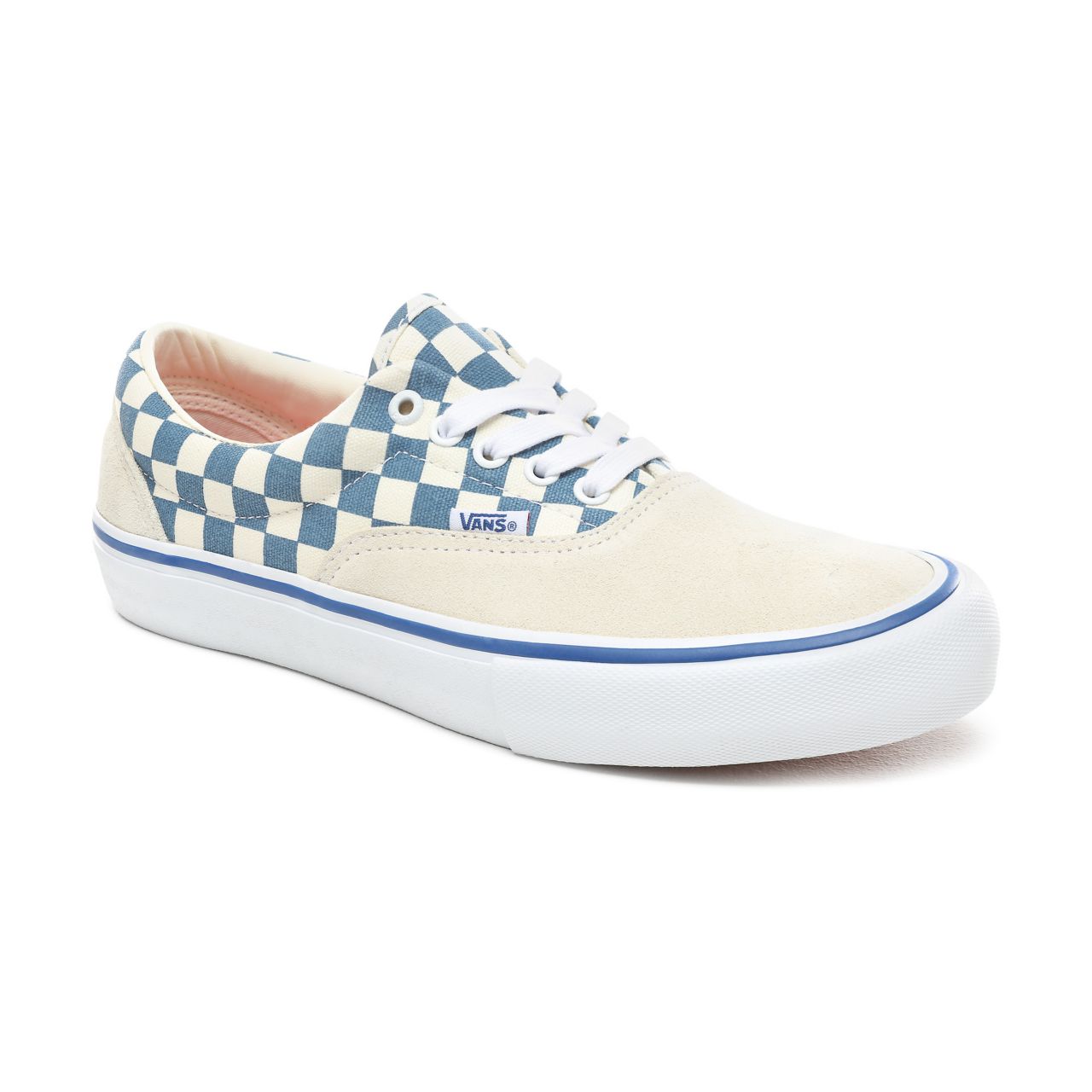 Vans Checker Era Pro Classic Mens Womens - (Checker) Classic White/Blue Ashes VN0A45JAVFB Shoes