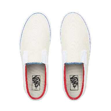 Vans Outside In Classic Slip-On Classic Mens Womens - (Outside In) Natural/Stv Navy/Red VN0A38F7VME Shoes