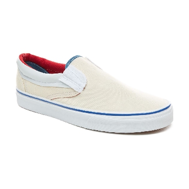 Vans Outside In Classic Slip-On Classic Mens Womens - (Outside In) Natural/Stv Navy/Red VN0A38F7VME Shoes