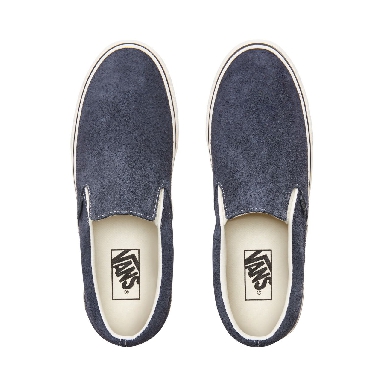 Vans Hairy Suede Classic Slip-On Classic Mens Womens - (Hairy Suede) Sky Captain/Snow White VN0A38F7ULQ Shoes