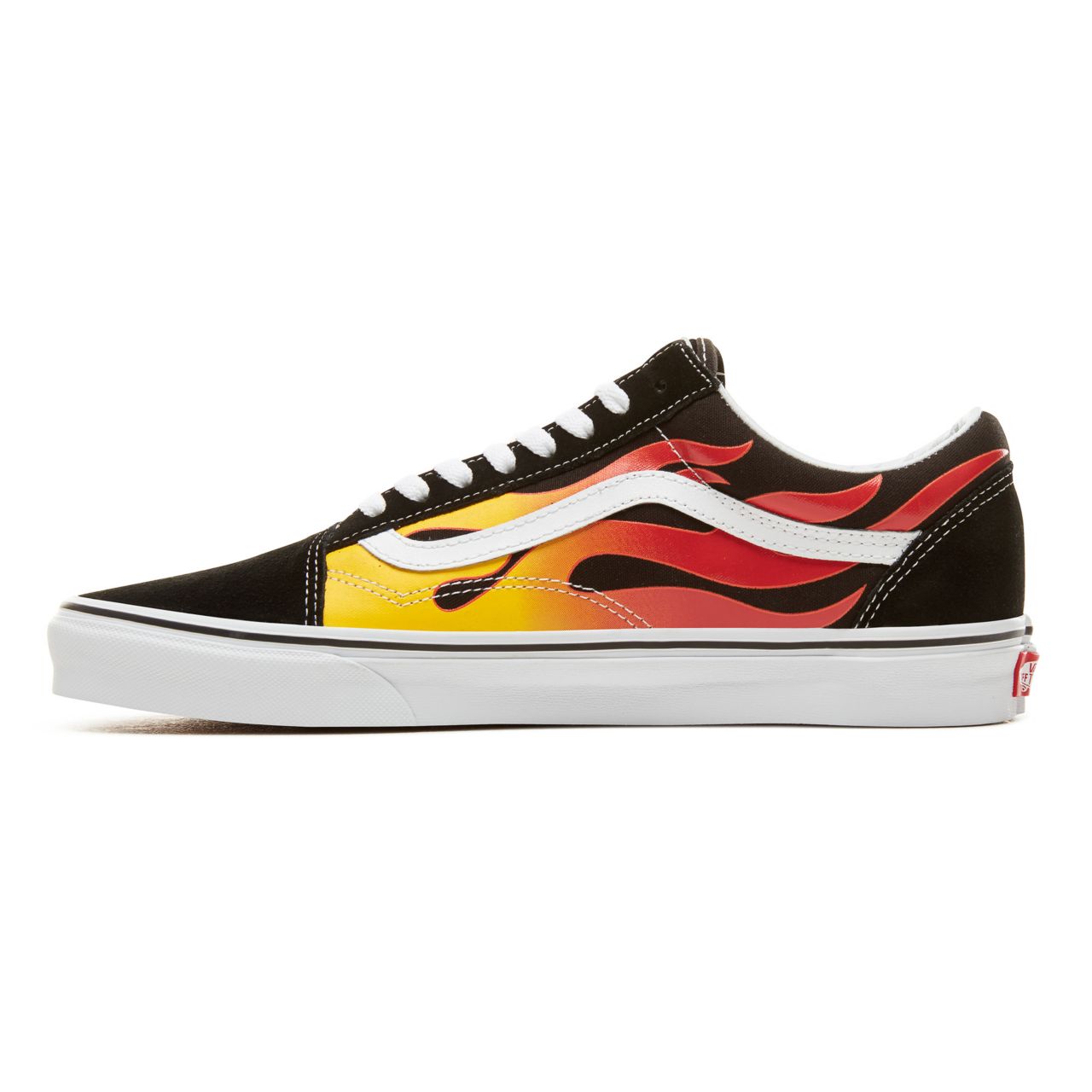 Vans Flame Old Skool Classic Mens Womens - Black-True White VN0A38G1PHN Shoes