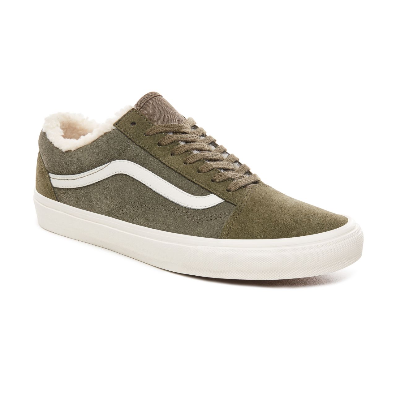 Vans Suede and Sherpa Old Skool Classic Mens Womens - (Suede/Sherpa) Grape Leaf/Dusty Olive VN0A38G1ULZ Shoes