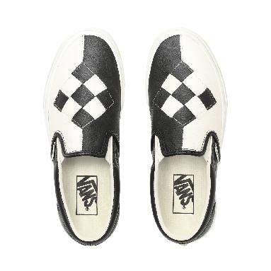 Vans Woven Leather Slip-On Classic Womens - (Woven Leather) Checkerboard/Snow White VN0A38F7VMW Shoes