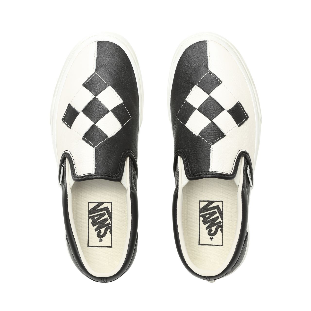 Vans Woven Leather Slip-On Classic Womens - (Woven Leather) Checkerboard/Snow White VN0A38F7VMW Shoes