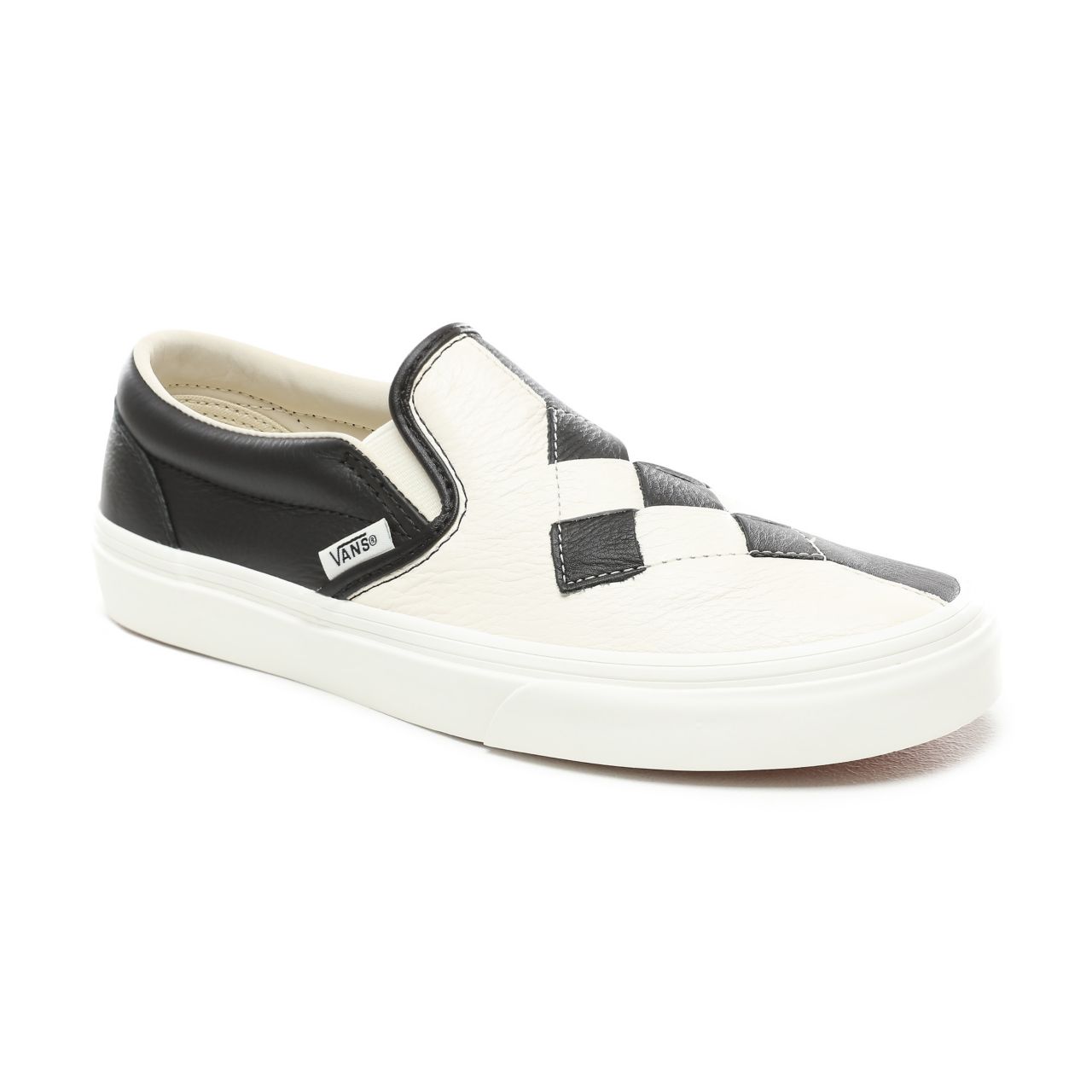 Vans Woven Leather Slip-On Classic Womens - (Woven Leather) Checkerboard/Snow White VN0A38F7VMW Shoes