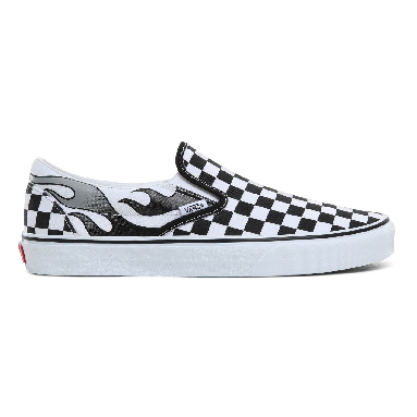 Vans Checkerboard Flame Classic Slip-On Classic Mens Womens - (Checkerboard Flame) Black/True White VN0A4BV3SX7 Shoes