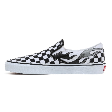 Vans Checkerboard Flame Classic Slip-On Classic Mens Womens - (Checkerboard Flame) Black/True White VN0A4BV3SX7 Shoes