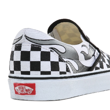 Vans Checkerboard Flame Classic Slip-On Classic Mens Womens - (Checkerboard Flame) Black/True White VN0A4BV3SX7 Shoes