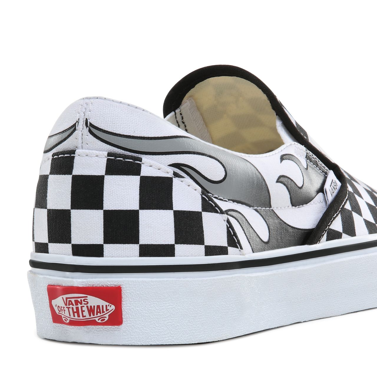 Vans Checkerboard Flame Classic Slip-On Classic Mens Womens - (Checkerboard Flame) Black/True White VN0A4BV3SX7 Shoes