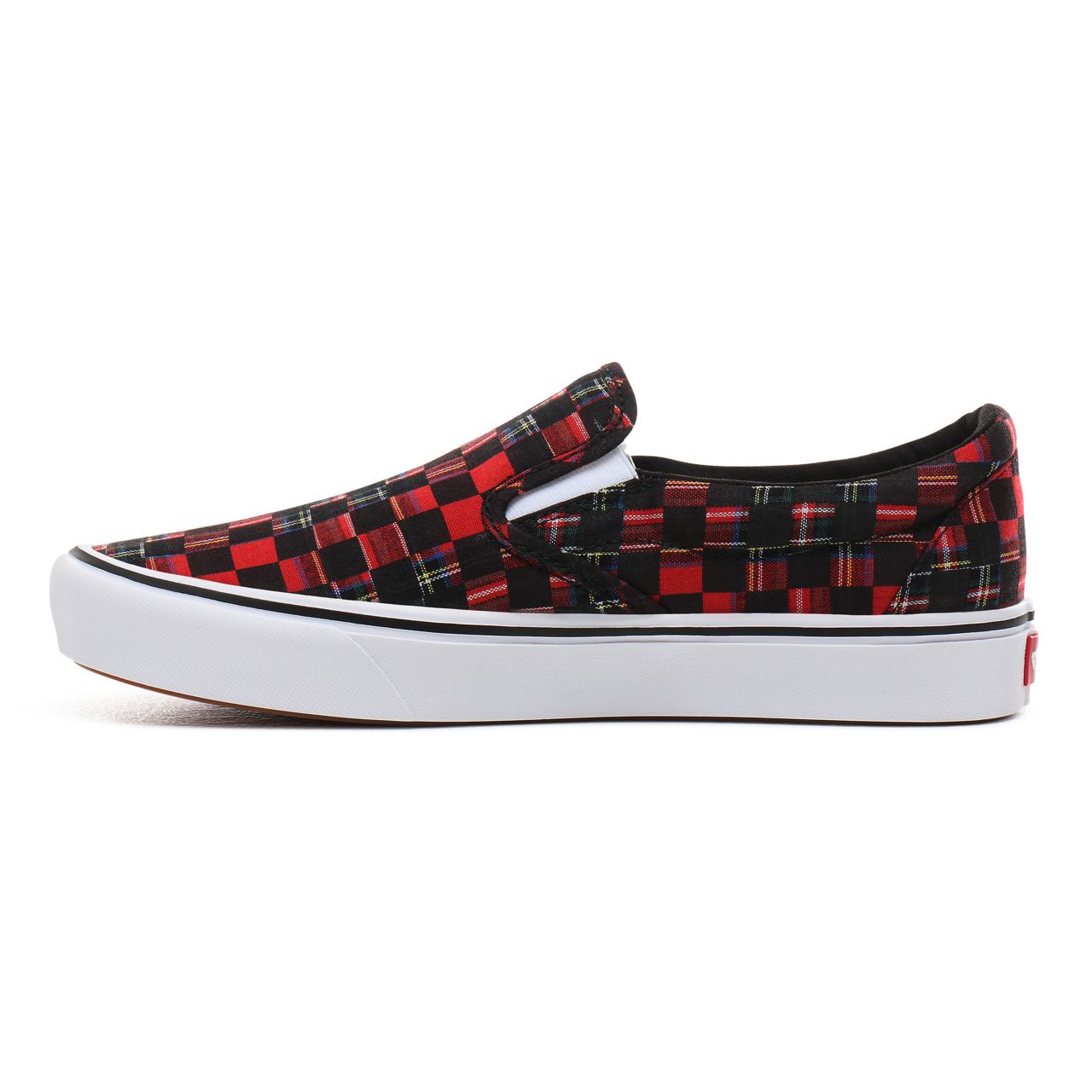 Vans Plaid Check ComfyCush Slip-On Classic Mens Womens - (Plaid Check) red/true white VN0A3WMDTG7 Shoes