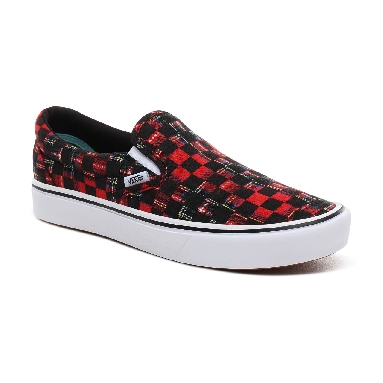 Vans Plaid Check ComfyCush Slip-On Classic Mens Womens - (Plaid Check) red/true white VN0A3WMDTG7 Shoes