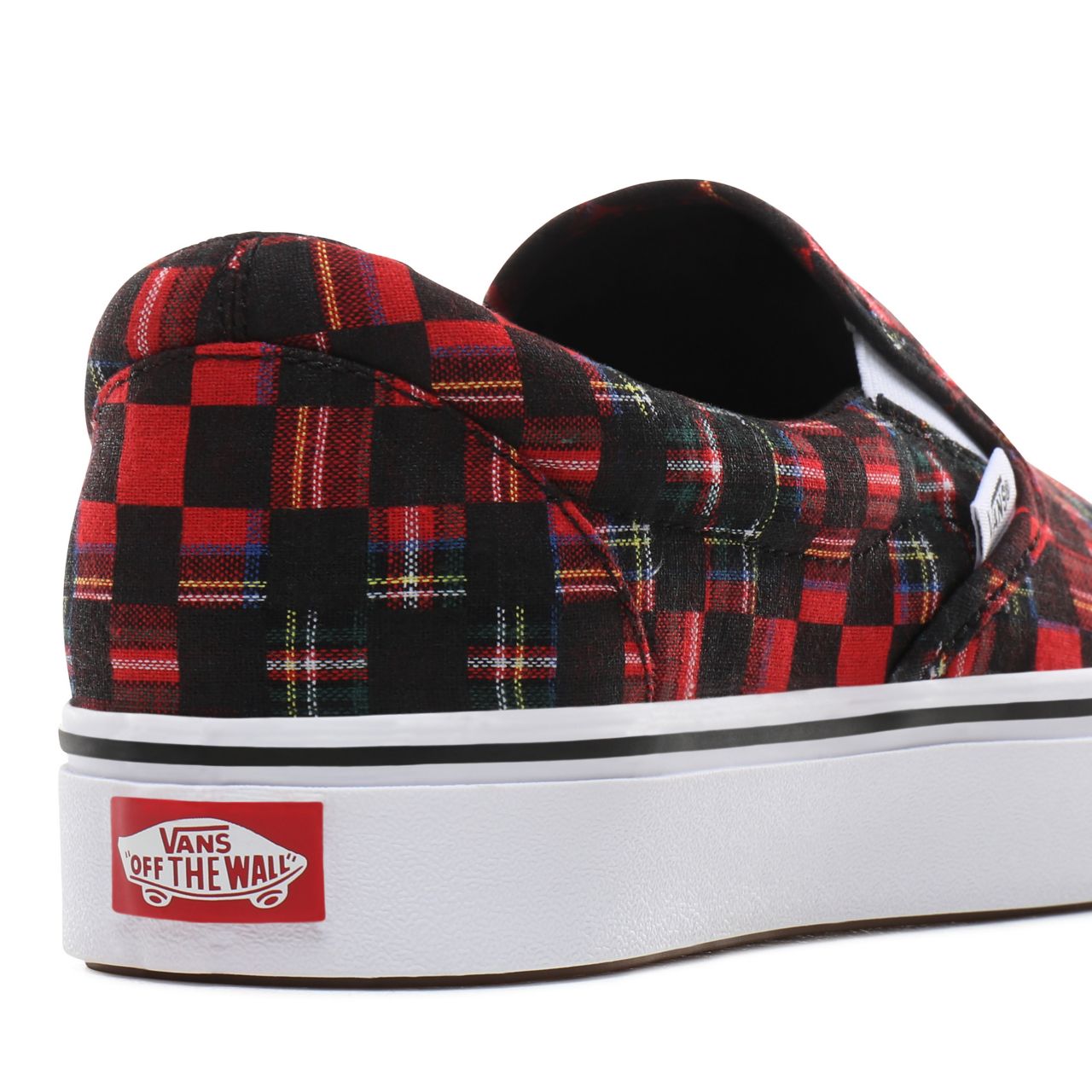 Vans Plaid Check ComfyCush Slip-On Classic Mens Womens - (Plaid Check) red/true white VN0A3WMDTG7 Shoes