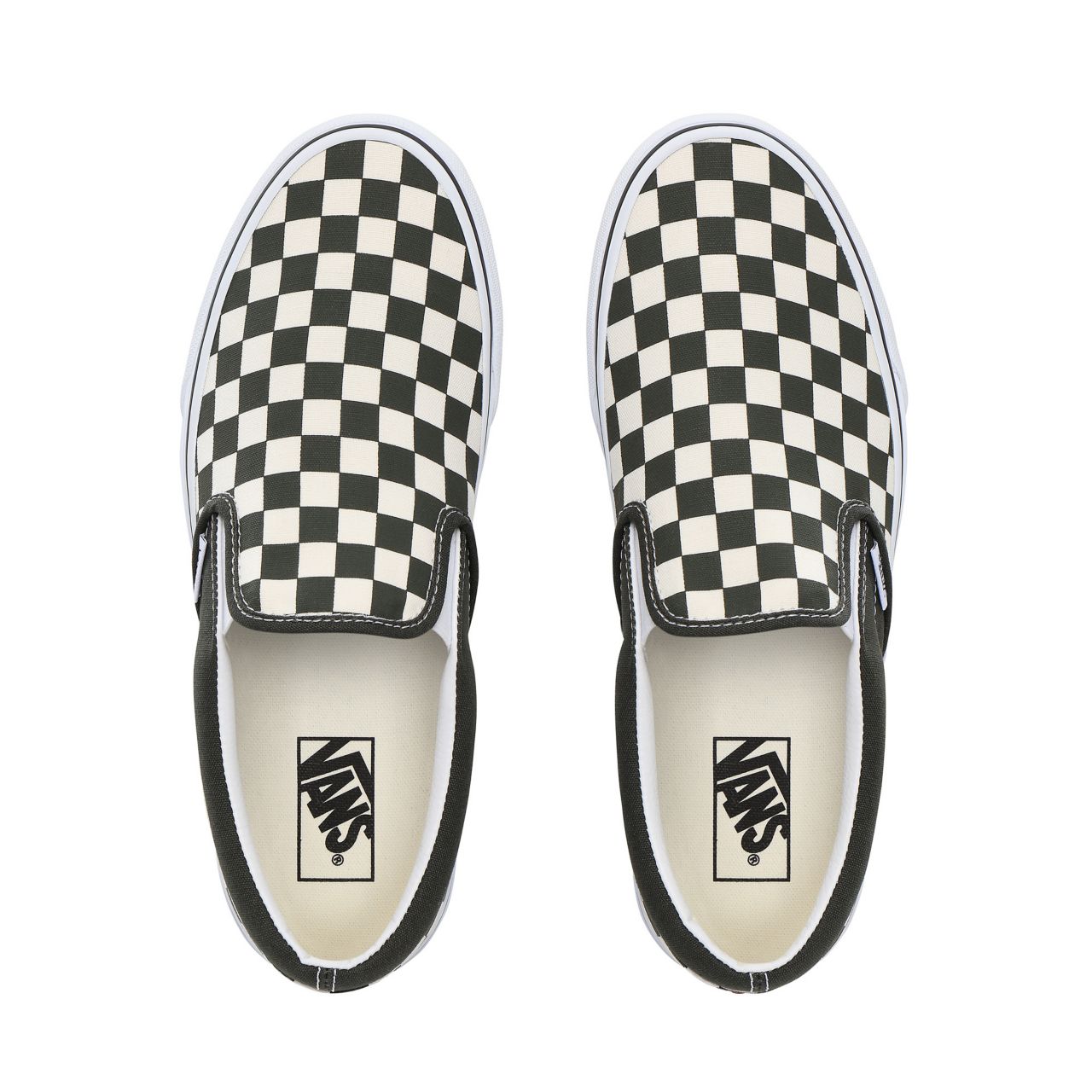 Vans Checkerboard Classic Slip-On Classic Mens Womens - (Checkerboard) forest night/true white VN0A4BV3TB4 Shoes