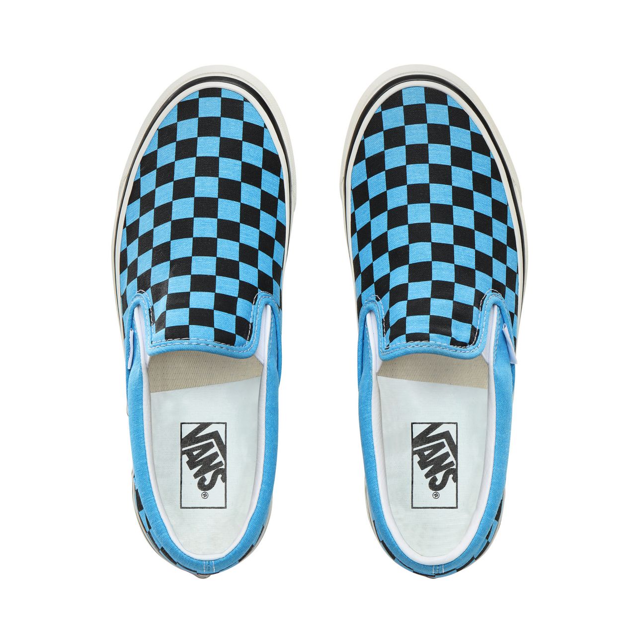 Vans Anaheim Factory Classic Slip-On 98 DX Classic Mens Womens - (Anaheim Factory) Og Blue Neon/Checkerboard VN0A3JEXV9L Shoes