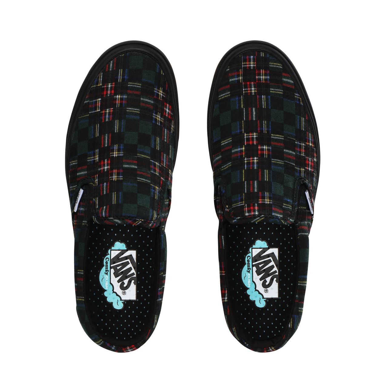 Vans Plaid Check ComfyCush Slip-On Classic Mens Womens - (Plaid Check) green/true white VN0A3WMDTFO Shoes