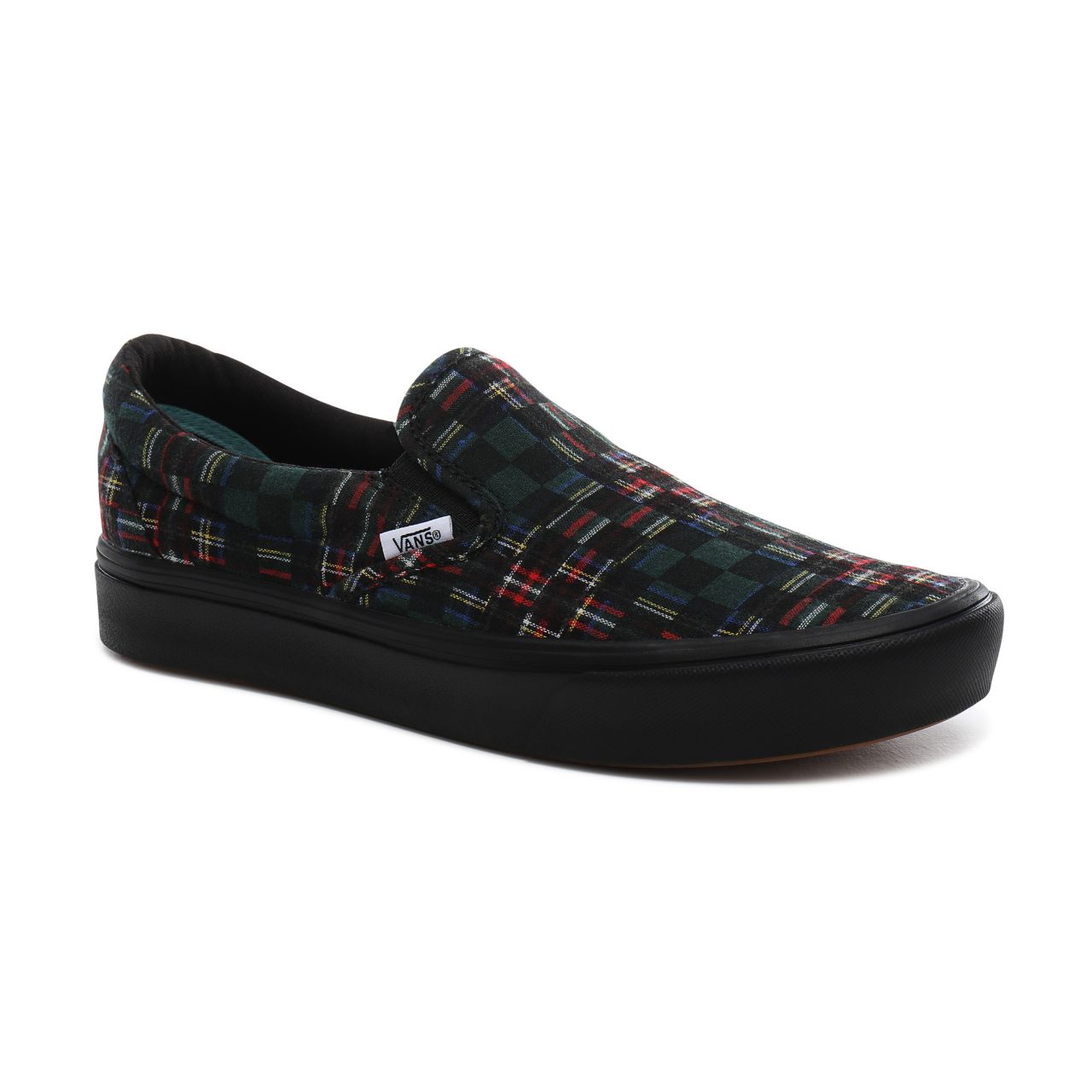 Vans Plaid Check ComfyCush Slip-On Classic Mens Womens - (Plaid Check) green/true white VN0A3WMDTFO Shoes