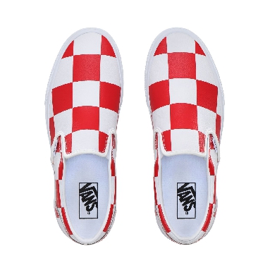 Vans Leather Check Classic Slip-On Classic Mens Womens - (Leather Check) true white/racing red VN0A4BV3TBV Shoes