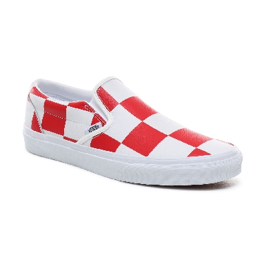 Vans Leather Check Classic Slip-On Classic Mens Womens - (Leather Check) true white/racing red VN0A4BV3TBV Shoes