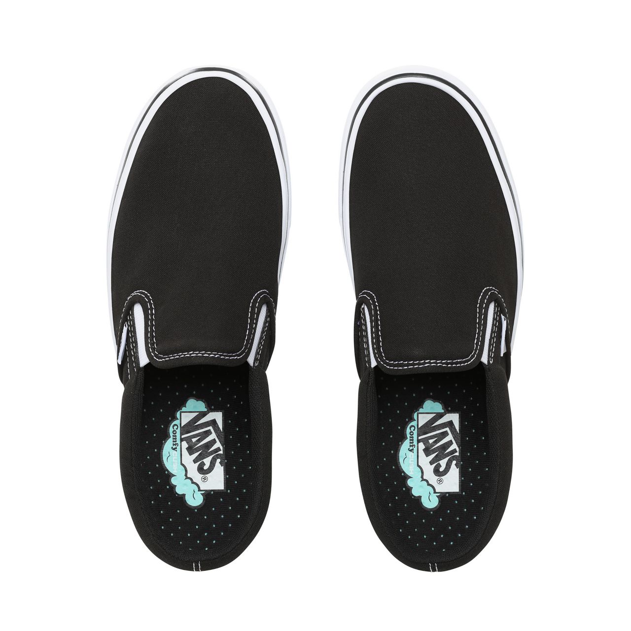 Vans Comfycush Slip-On Classic Mens Womens - (Classic) black/true white VN0A3WMDVNE Shoes