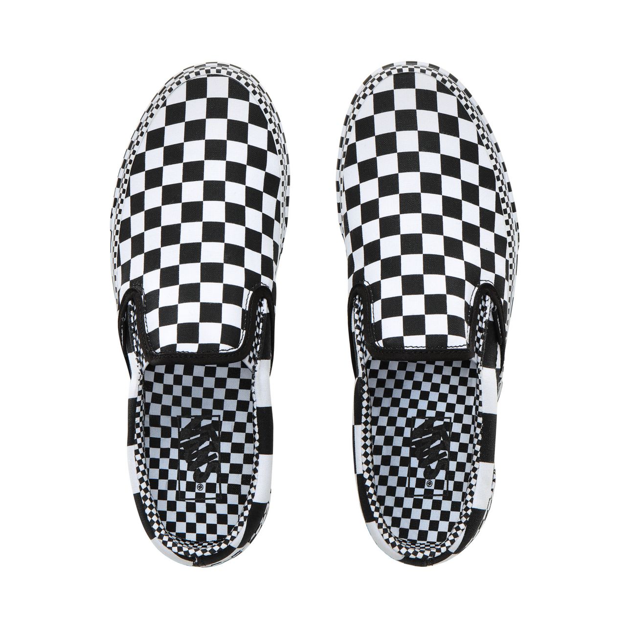 Vans All Over Checkerboard Classic Slip-On Classic Mens Womens - (All Over Checkerboard) Black/True White VN0A4BV3V8U Shoes