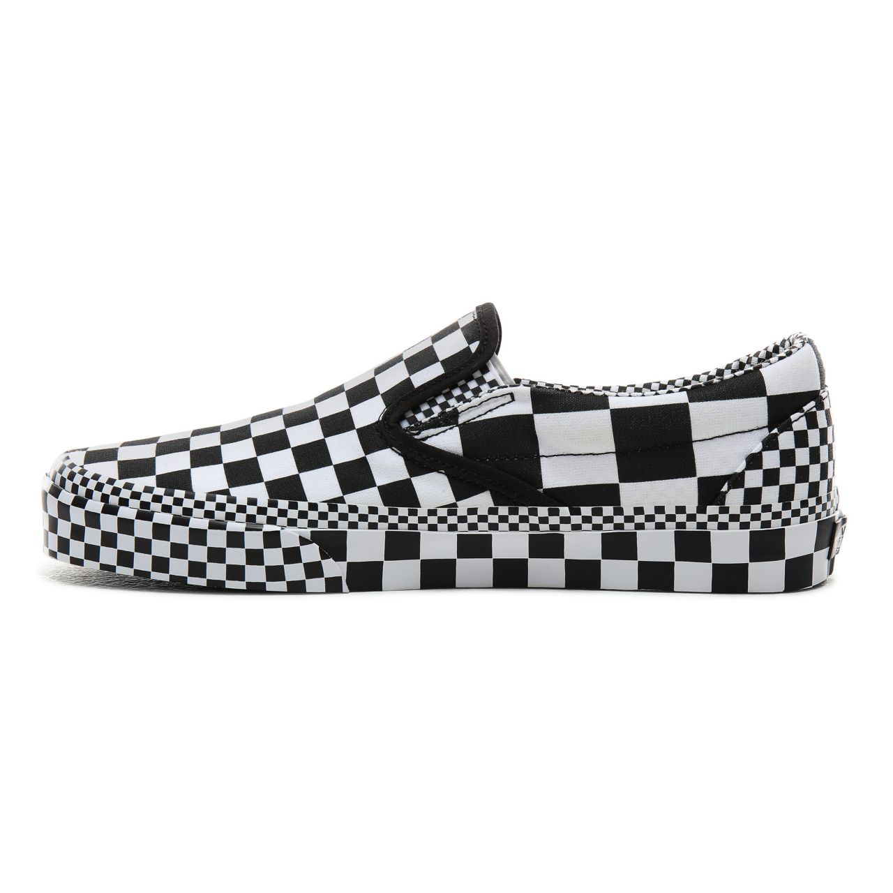 Vans All Over Checkerboard Classic Slip-On Classic Mens Womens - (All Over Checkerboard) Black/True White VN0A4BV3V8U Shoes