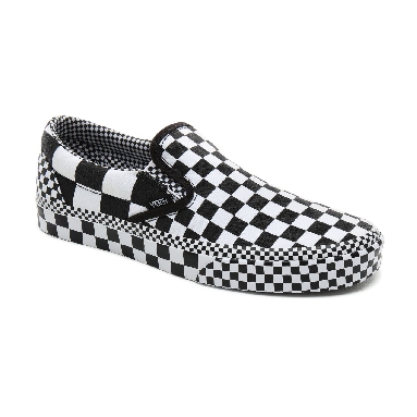 Vans All Over Checkerboard Classic Slip-On Classic Mens Womens - (All Over Checkerboard) Black/True White VN0A4BV3V8U Shoes