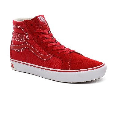 Vans Distort ComfyCush SK8-Hi Reissue Classic Mens Womens - (Distort) racing red/true white VN0A3WMCTFK Shoes