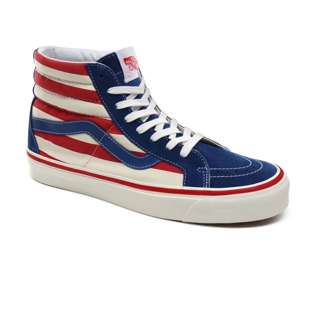 Vans Anaheim Factory Sk8-Hi 38 DX Classic Mens Womens - (Anaheim Factory) Og Blue/Og Red stripes VN0A38GFXKI Shoes