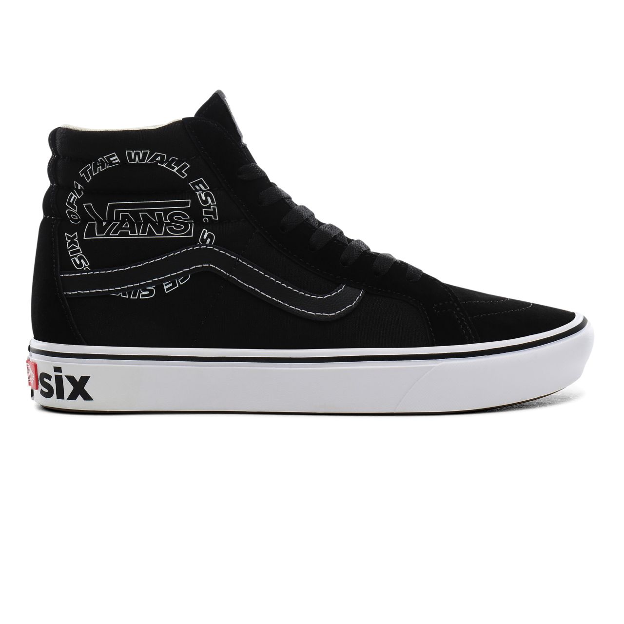 Vans Distort ComfyCush SK8-Hi Reissue Classic Mens Womens - (Distort) Black/True White VN0A3WMCVX6 Shoes