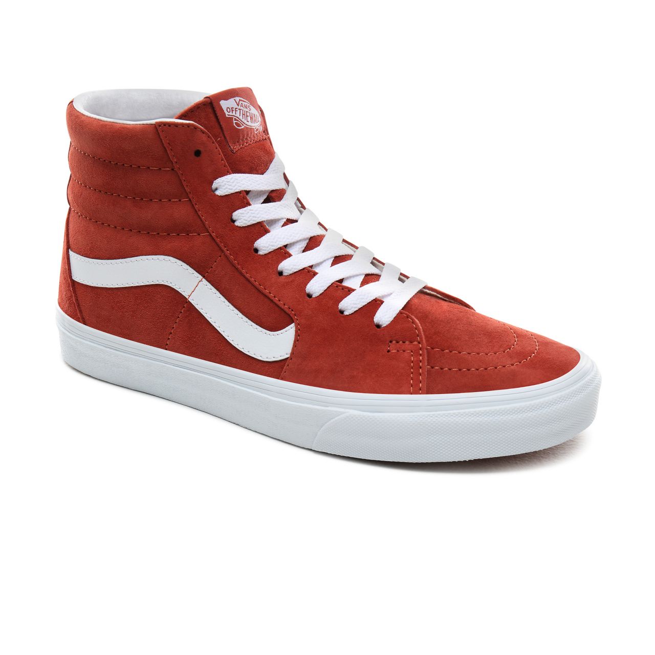 Vans Pig Suede Sk8-Hi Classic Mens Womens - (Pig Suede) Burnt brick/True White VN0A4BV6V75 Shoes