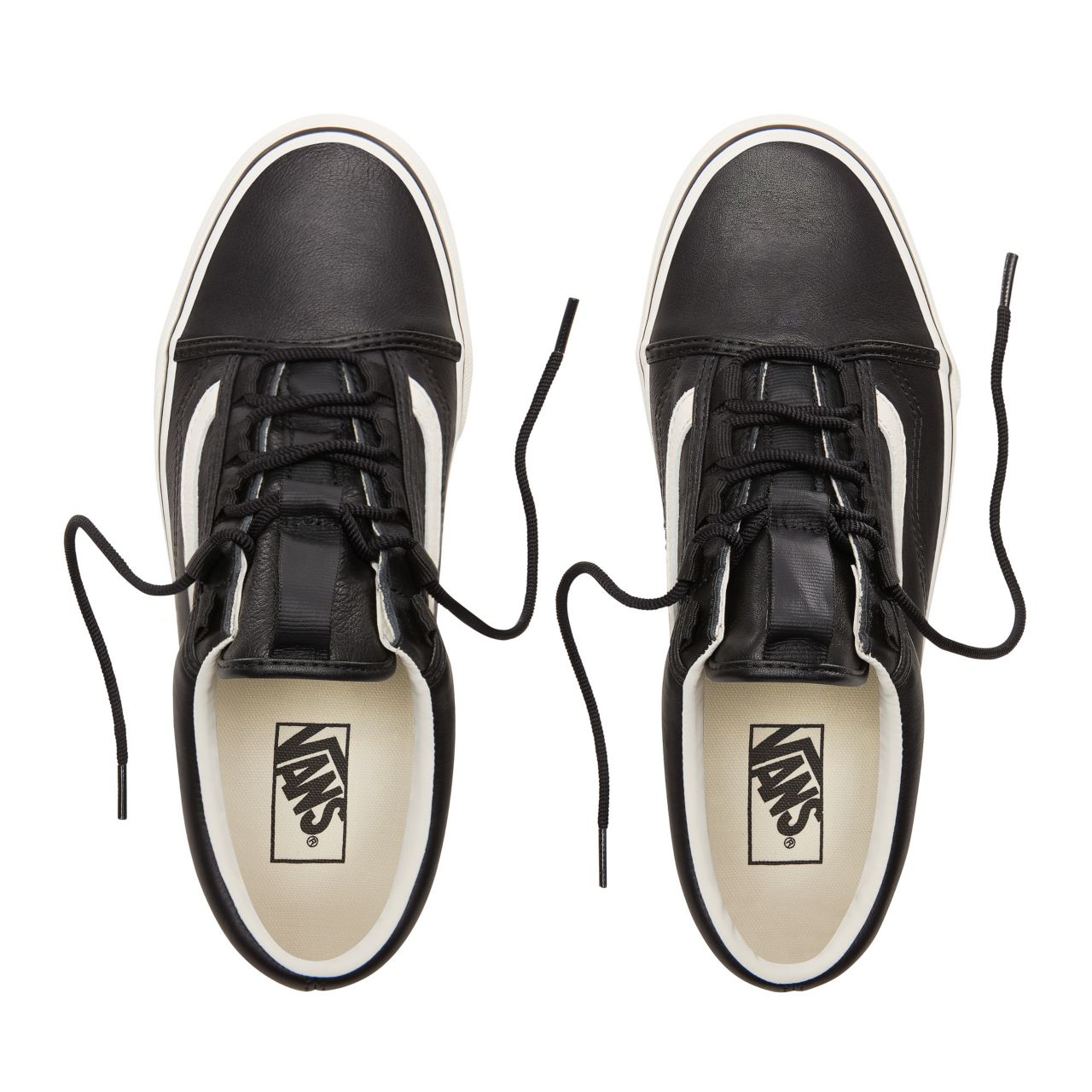 Vans Leather Old Skool Ghillie Classic Mens Womens - (Leather) Black/Marshmallow VN0A3TKI68X Shoes