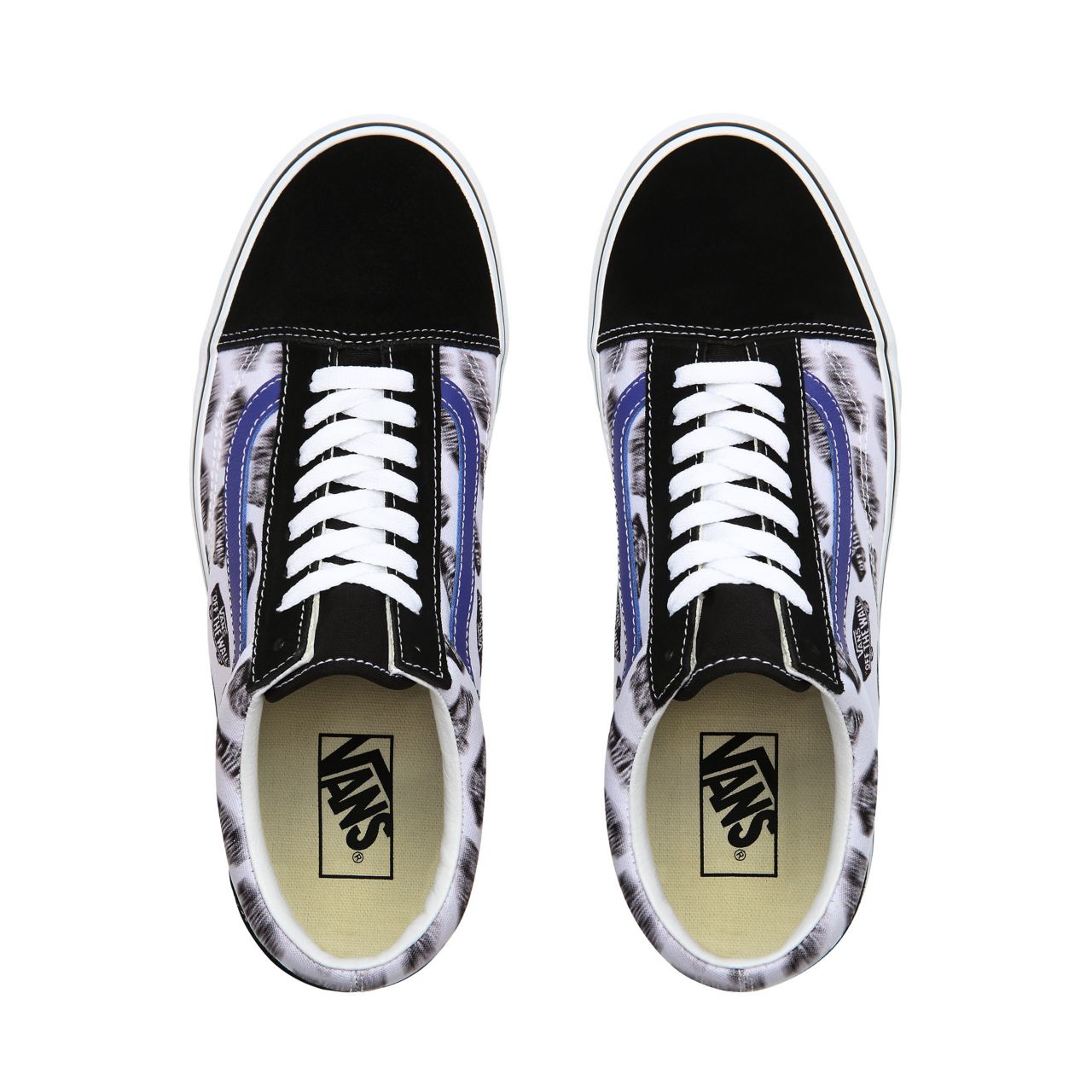 Vans Blur Boards Old Skool Classic Mens Womens - (Blur Boards) black/royal blue VN0A4BV5T2N Shoes