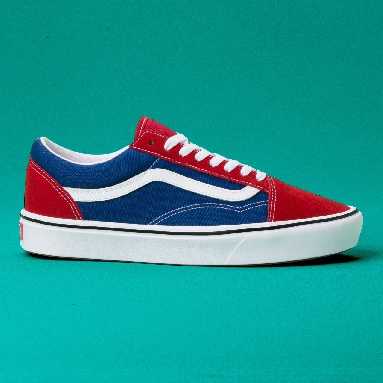 Vans Two-tone Comfycush Old Skool Classic Mens Womens - (Two-Tone) Chili pepper/True Blue VN0A3WMAVX1 Shoes