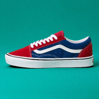 Vans Two-tone Comfycush Old Skool Classic Mens Womens - (Two-Tone) Chili pepper/True Blue VN0A3WMAVX1 Shoes