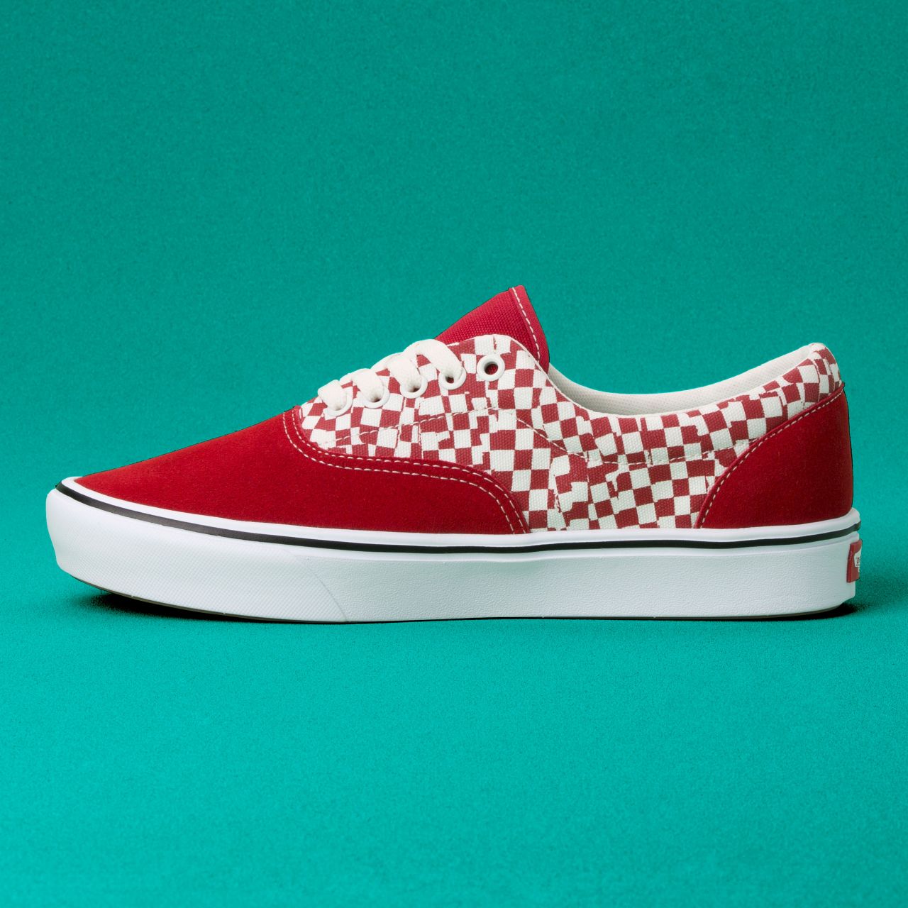 Vans Tear Check Comfycush Era Classic Mens Womens - (Tear Check) Racing Red/True White VN0A3WM9V9Z Shoes