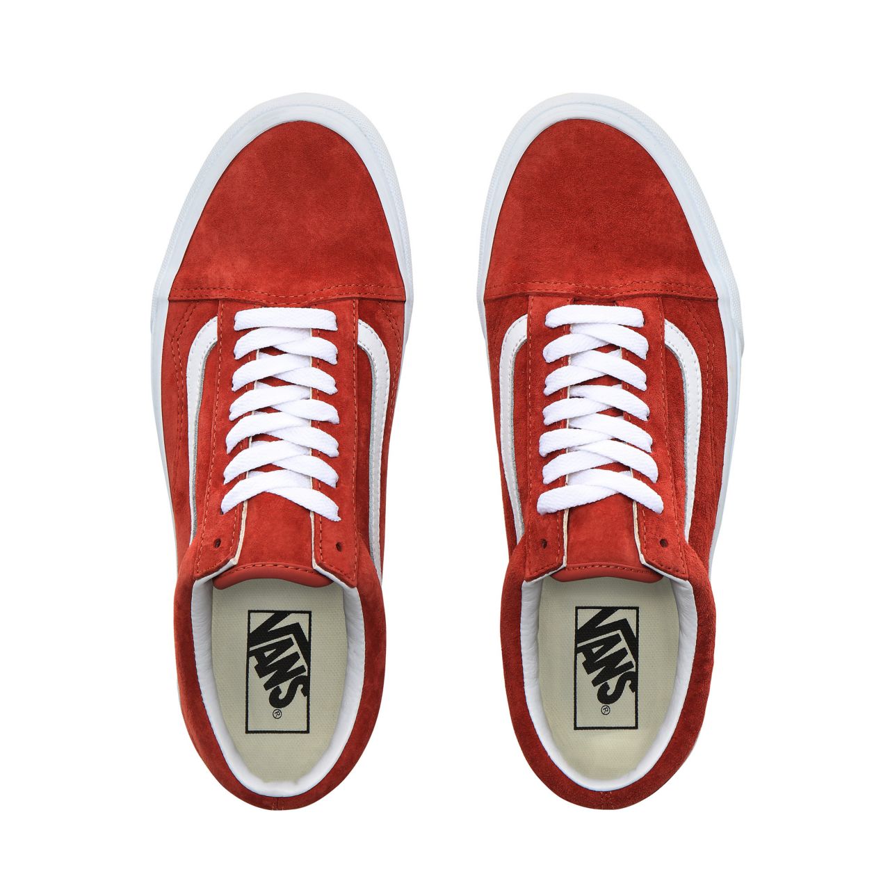 Vans Pig Suede Old Skool Classic Mens Womens - (Pig Suede) Burnt brick/True White VN0A4BV5V75 Shoes