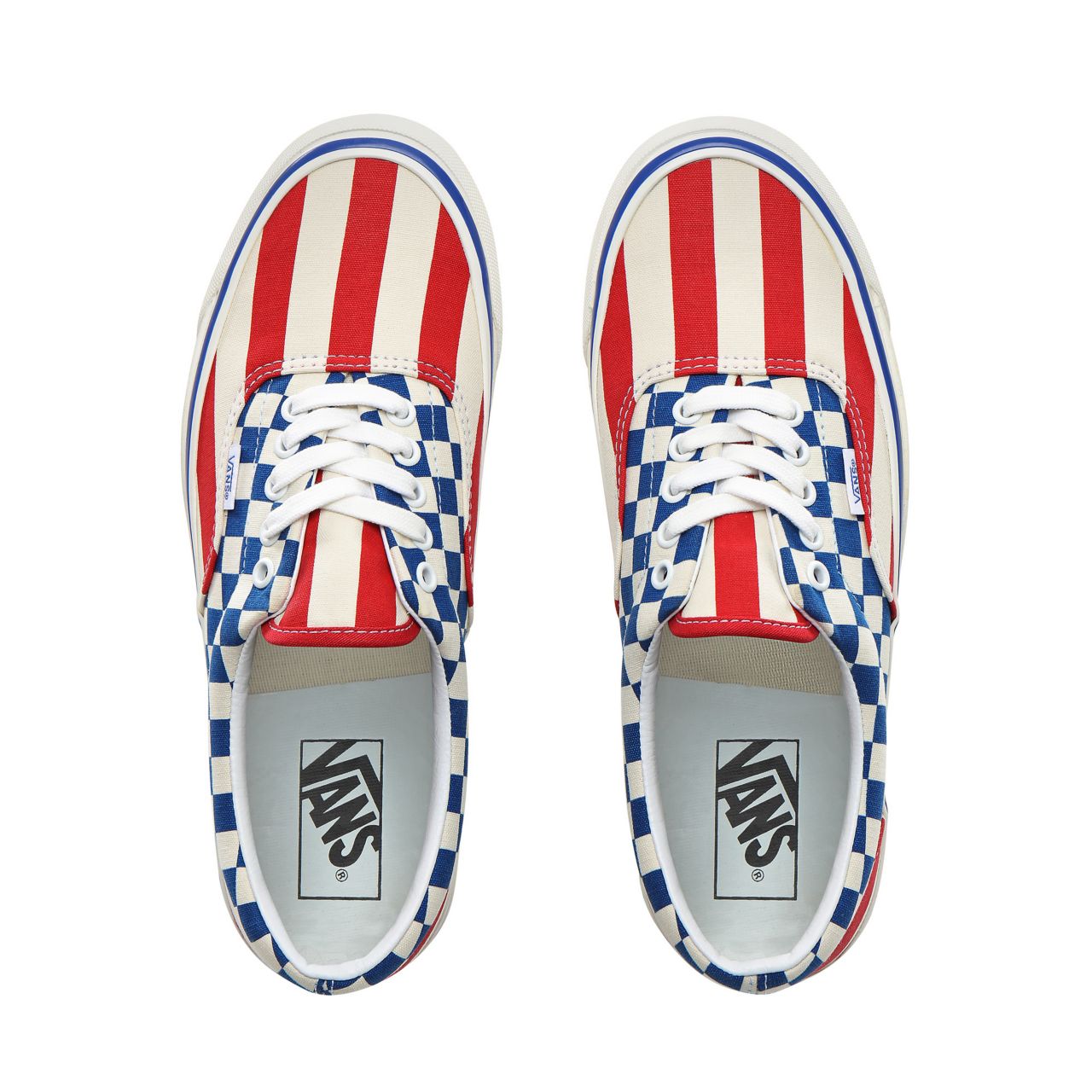 Vans Anaheim Factory Era 95 DX Classic Mens Womens - (Anaheim Factory) Og Red Stripes/Og Blue check VN0A2RR1VYC Shoes