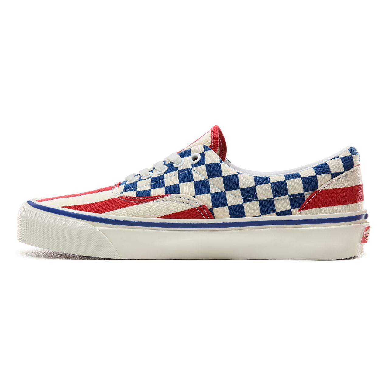 Vans Anaheim Factory Era 95 DX Classic Mens Womens - (Anaheim Factory) Og Red Stripes/Og Blue check VN0A2RR1VYC Shoes