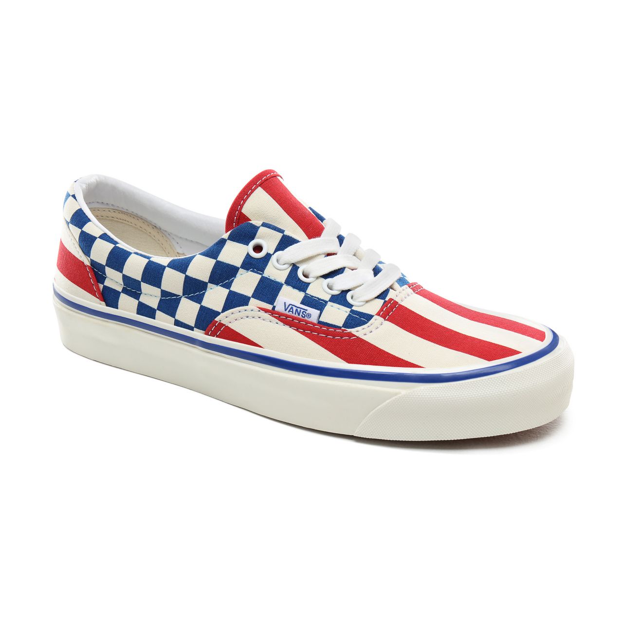 Vans Anaheim Factory Era 95 DX Classic Mens Womens - (Anaheim Factory) Og Red Stripes/Og Blue check VN0A2RR1VYC Shoes