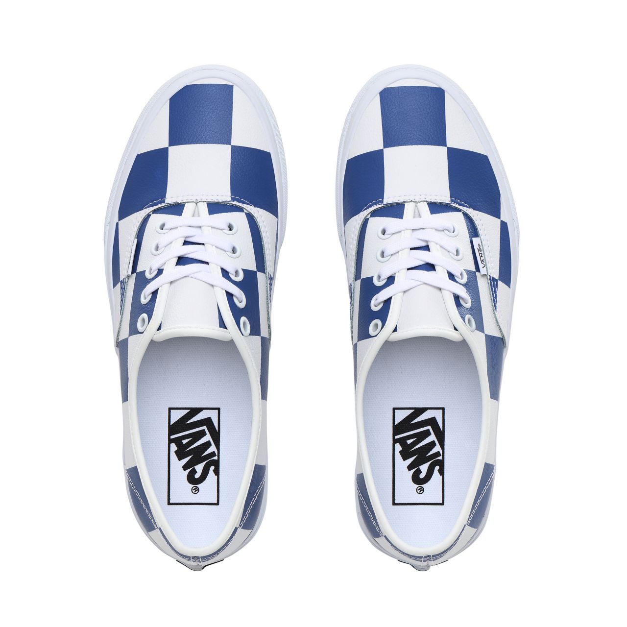 Vans Leather Check Authentic Classic Mens Womens - (Leather Check) true white/true blue VN0A2Z5IT67 Shoes