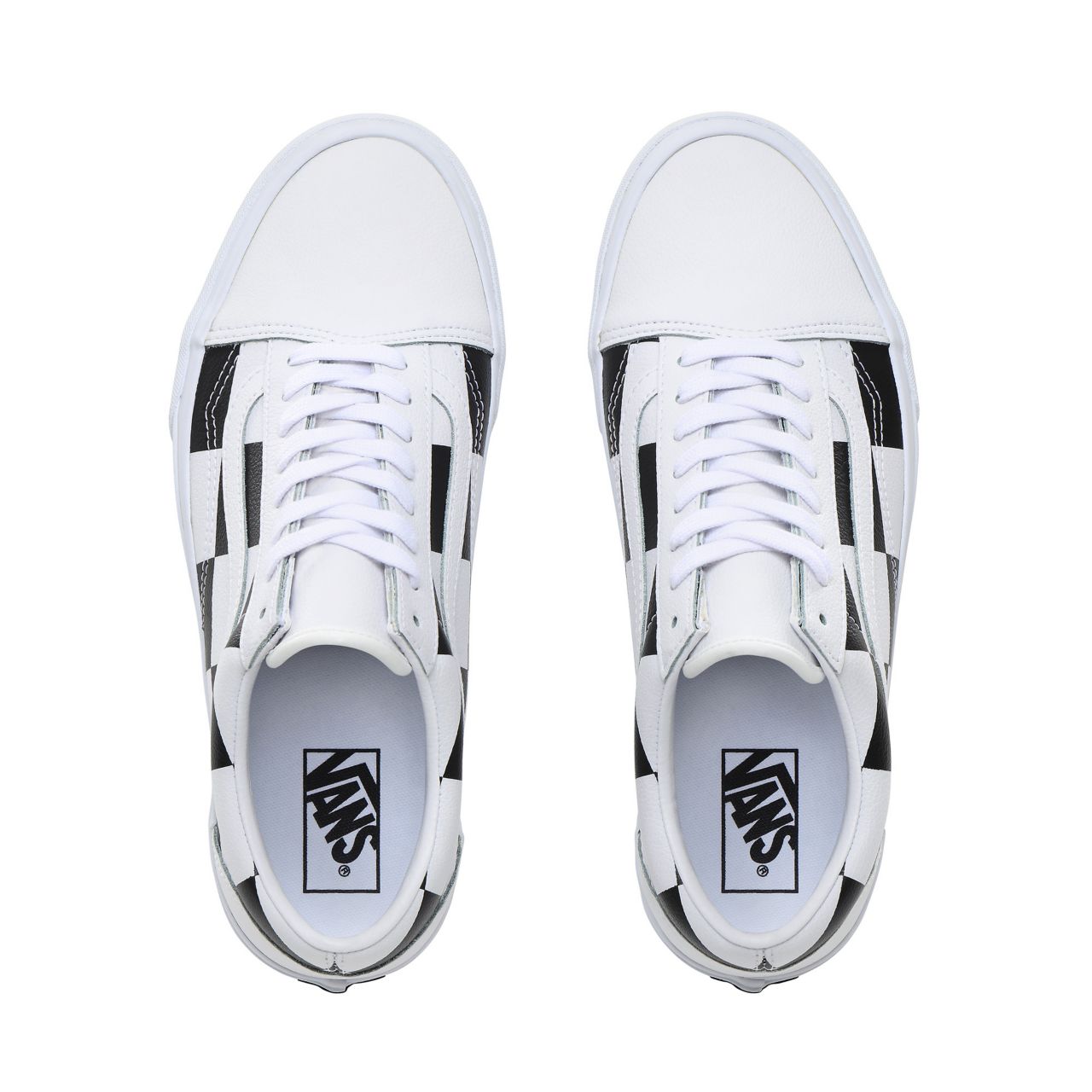 Vans Leather Check Old Skool Classic Mens Womens - (Leather Check) true white/black VN0A4BV5TPL Shoes